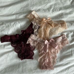 Elegant Lace Panty Set - Cream, Pink, and Burgundy